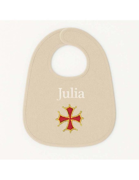 Bavoir personnalisé avec motif croix occitane