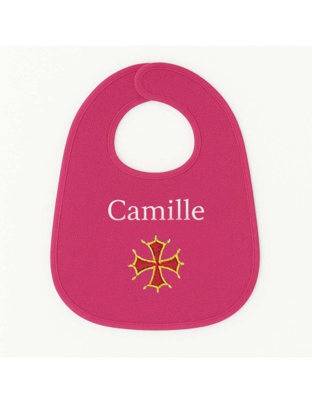Bavoir personnalisé avec motif croix occitane