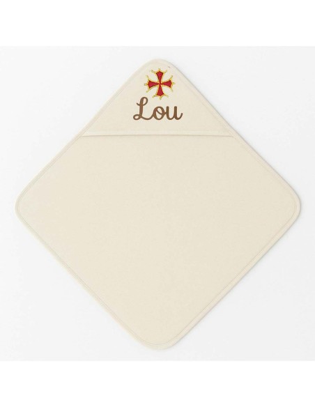 Cape de bain personnalisée avec motif croix occitane