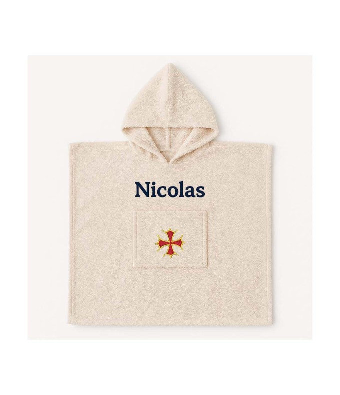 Poncho personnalisé avec motif croix occitane
