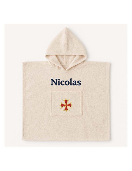 Poncho personnalisé avec motif croix occitane
