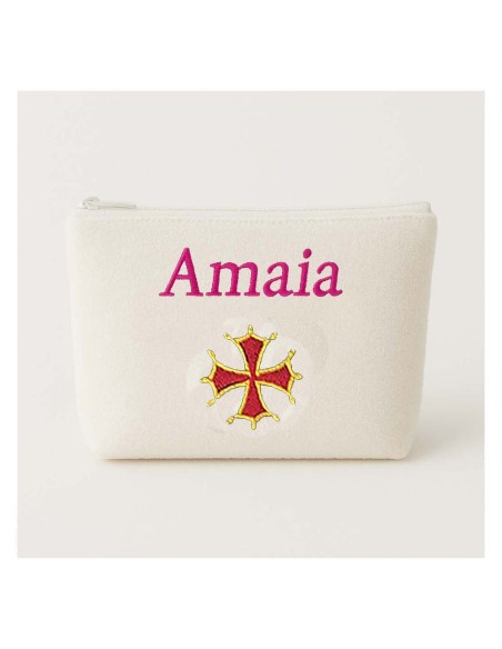 Trousse de toilette personnalisée avec motif croix occitane
