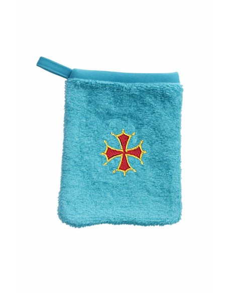 Gant de toilette enfant motif croix occitane