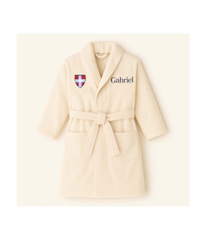 Peignoir brodé enfant personnalisé devant et...
