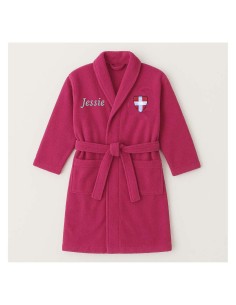 Peignoir brodé enfant personnalisé devant et  motif croix...