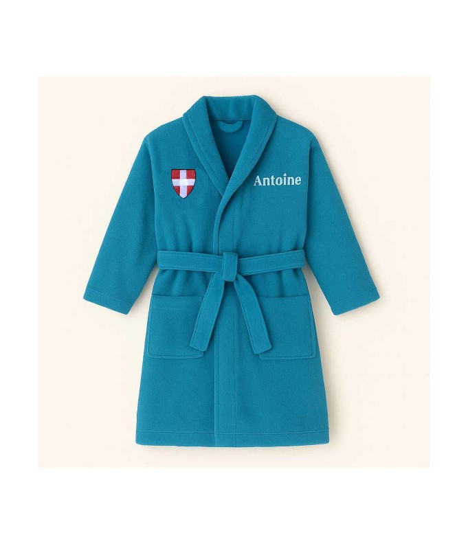 Peignoir brodé enfant personnalisé devant et...