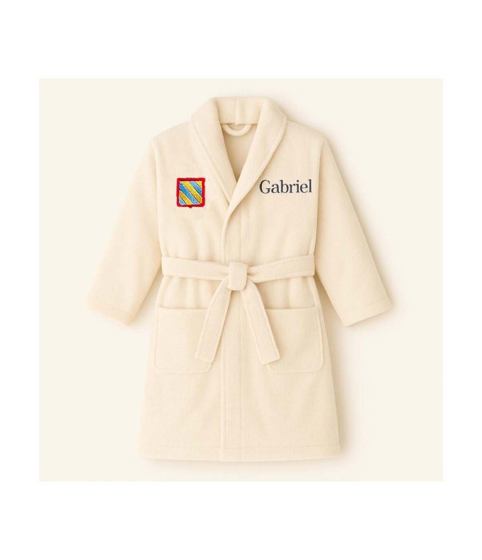 Peignoir brodé enfant personnalisé devant et...