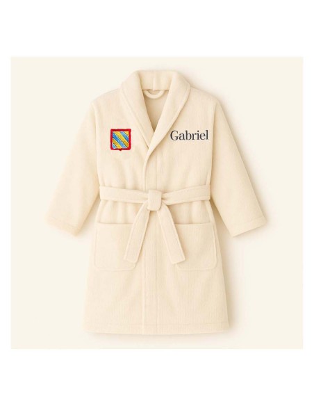 Peignoir brodé enfant personnalisé devant et  motif Bourgogne