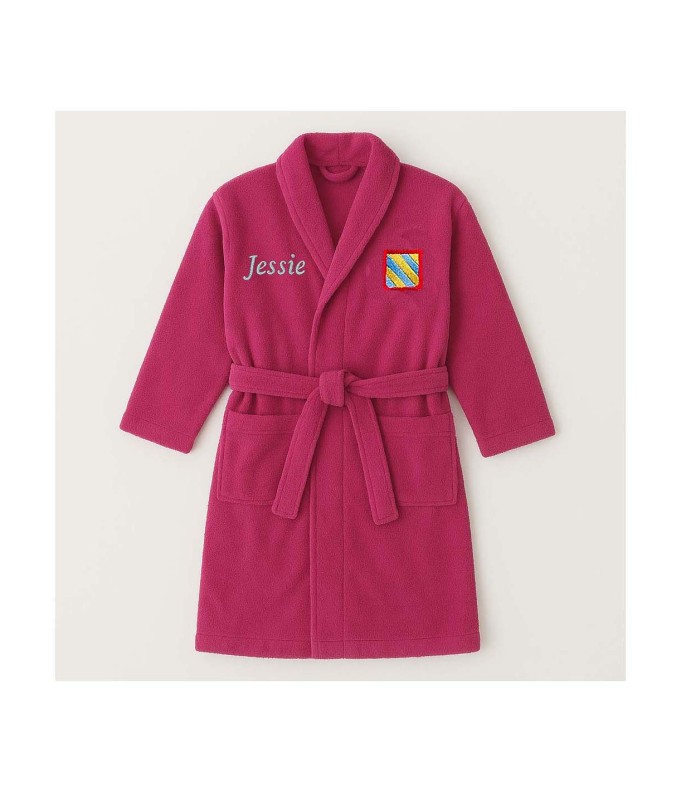 Peignoir brodé enfant personnalisé devant et...