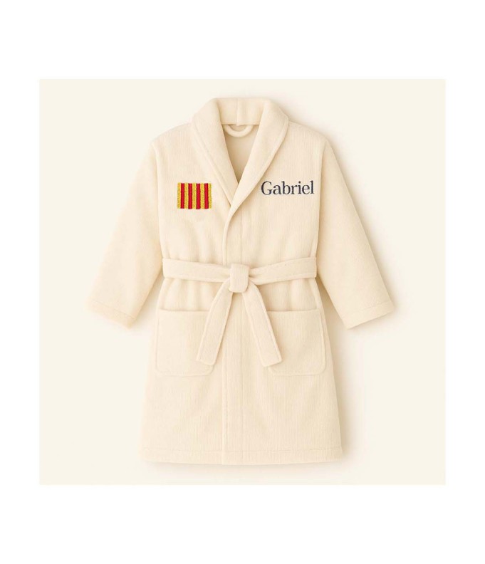Peignoir brodé enfant personnalisé devant et...
