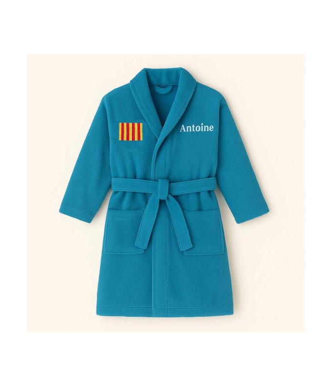 Peignoir brodé enfant personnalisé devant et...