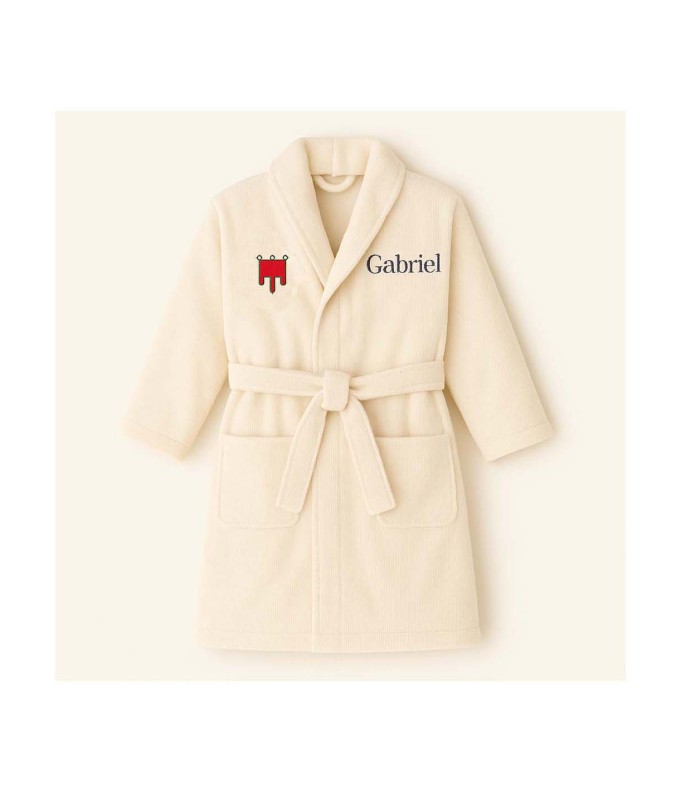Peignoir brodé enfant personnalisé devant et...