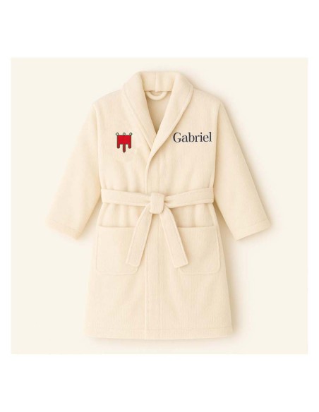 Peignoir brodé enfant personnalisé devant et  motif Auvergne
