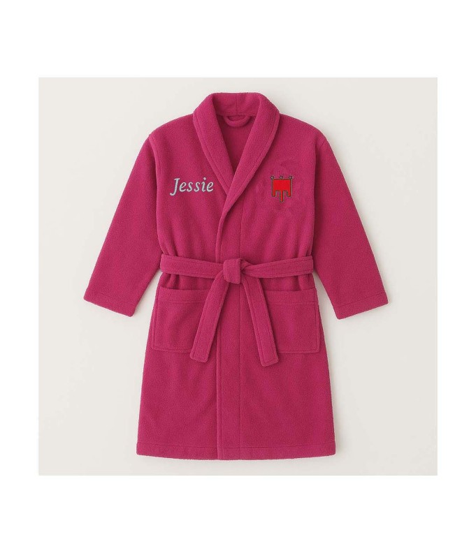 Peignoir brodé enfant personnalisé devant et...