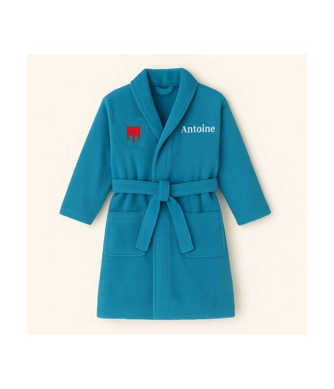Peignoir brodé enfant personnalisé devant et...