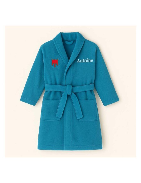 Peignoir brodé enfant personnalisé devant et  motif Auvergne